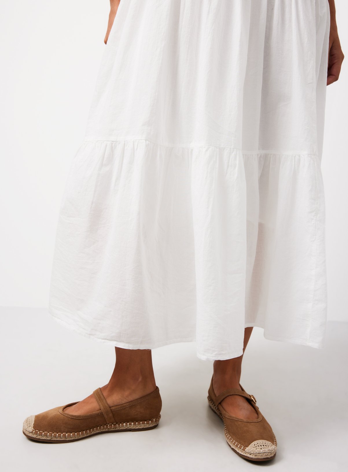 White Drop Waist Sleeveless Tiered Dress 18 - Image 3 thumbnail
