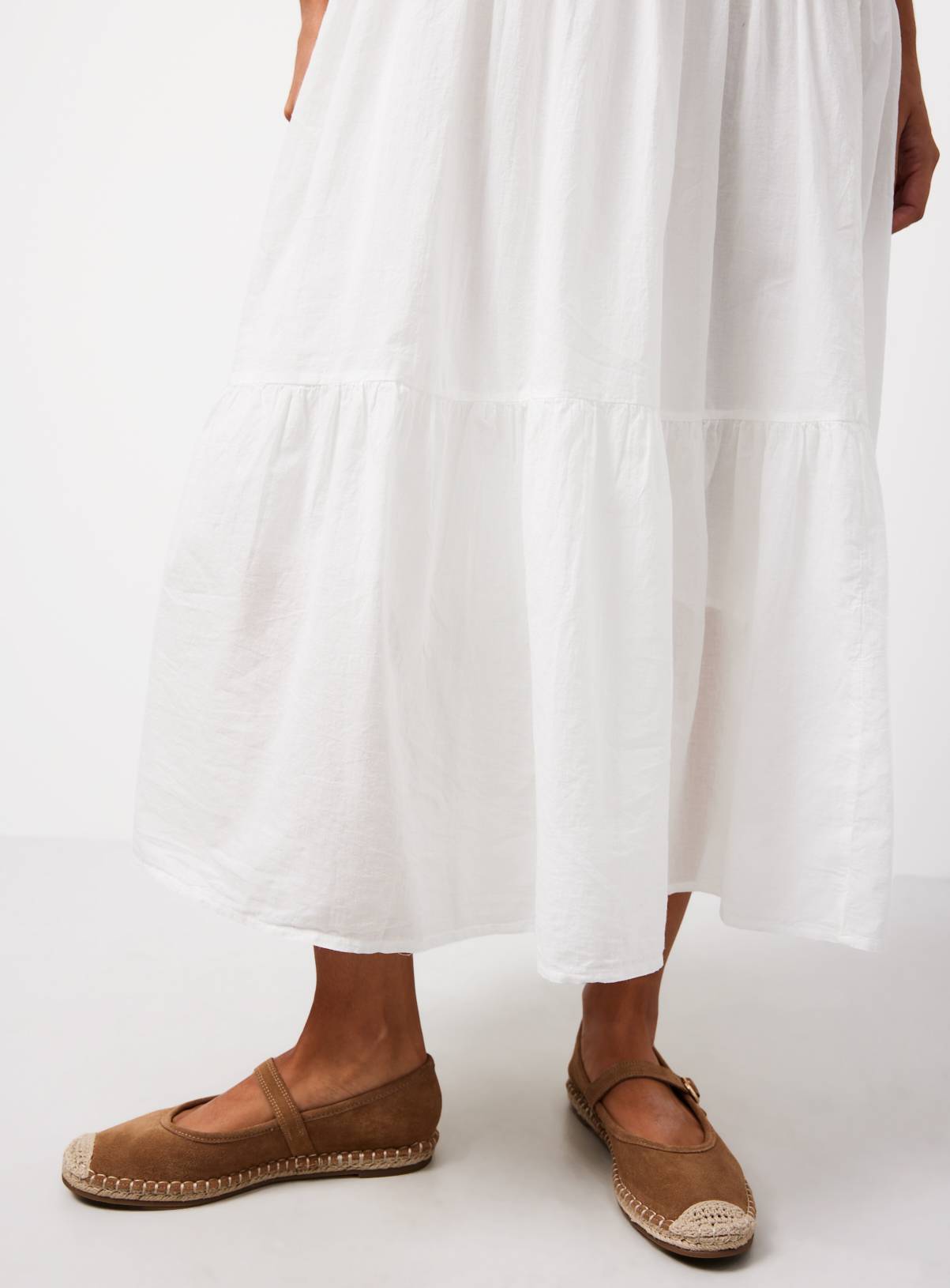White Drop Waist Sleeveless Tiered Dress 18 - Image 3
