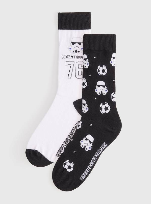 White Star Wars Stormtrooper Football Print Socks 2 Pack 9-12