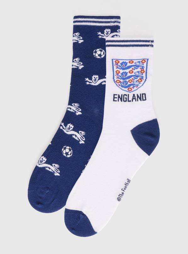 White England Football Print Socks 2 Pack 4-8