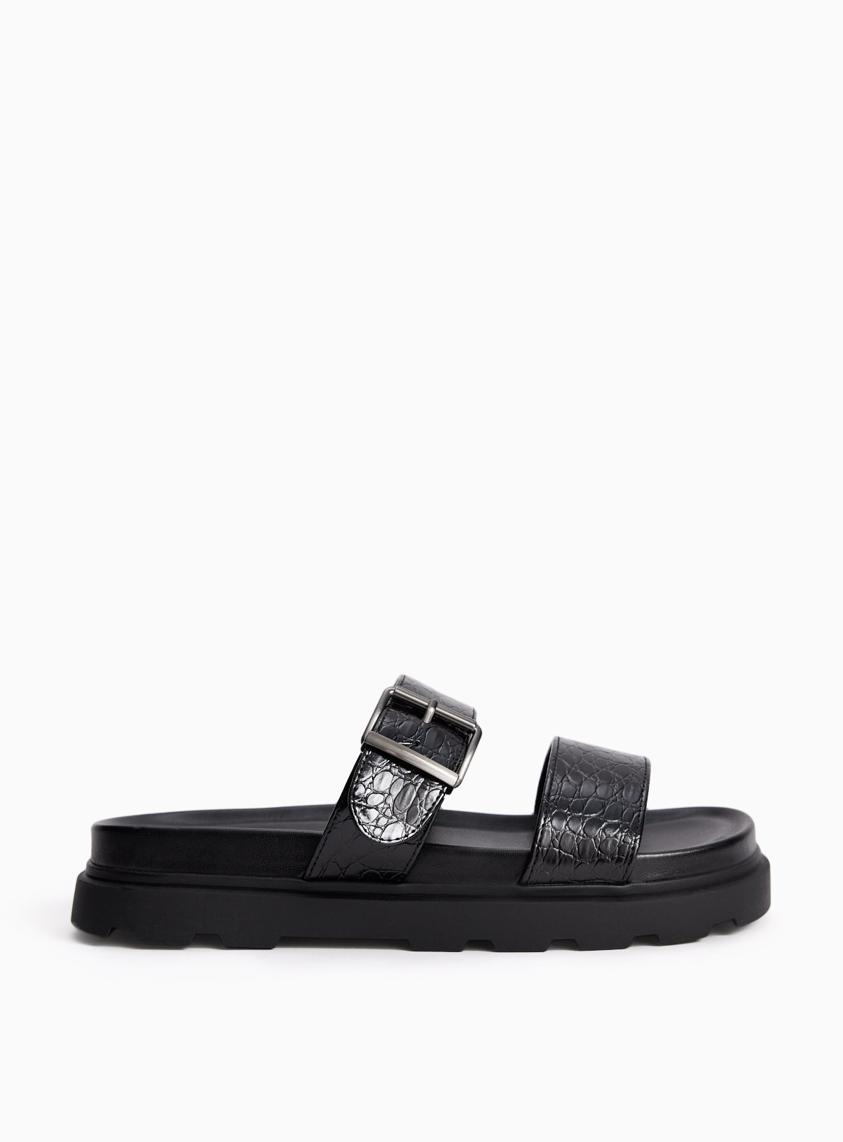 Black Crocodile Print Footbed Sandals 5 - Image 2 thumbnail