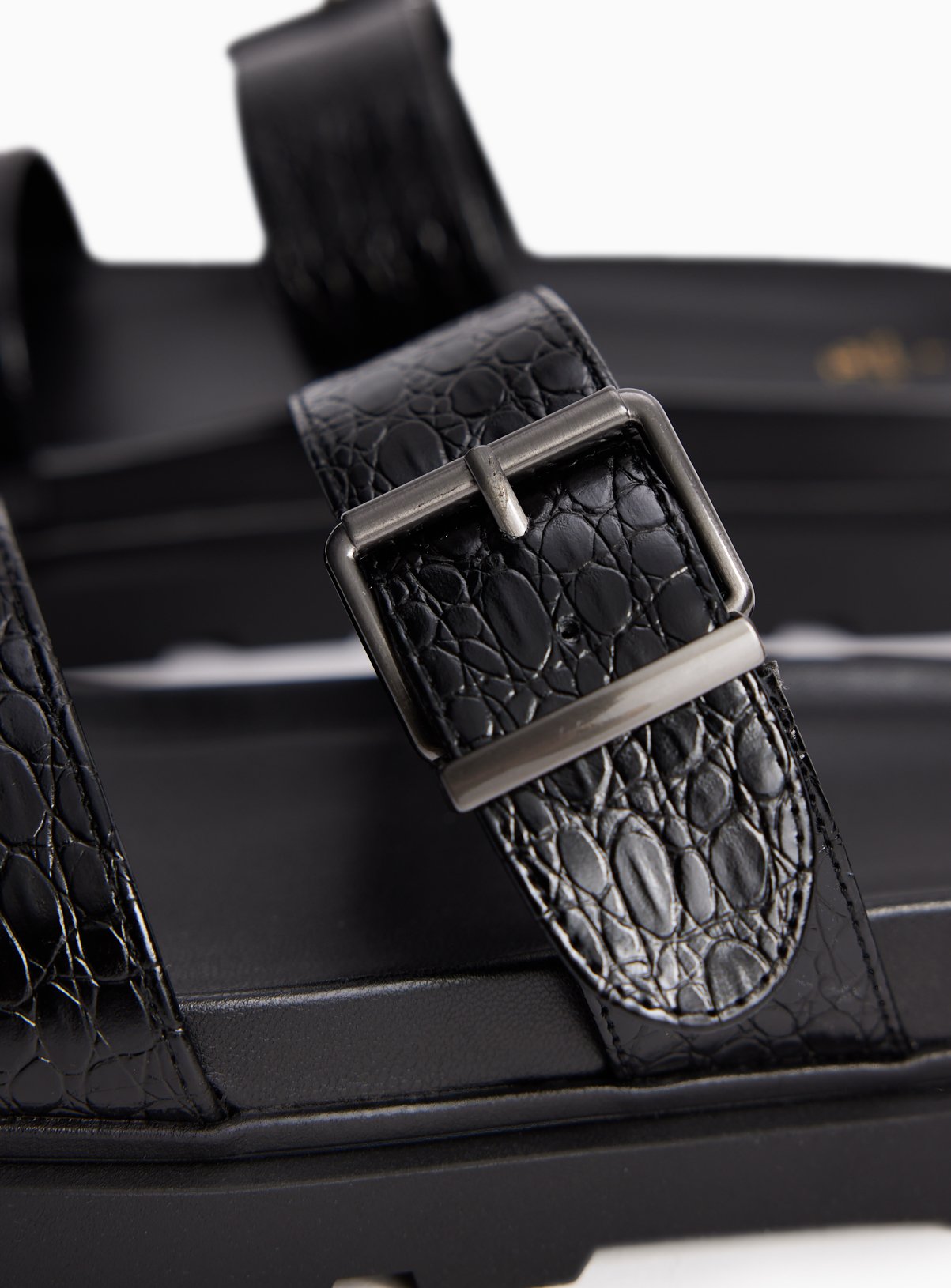 Black Crocodile Print Footbed Sandals 5 - Image 3 thumbnail
