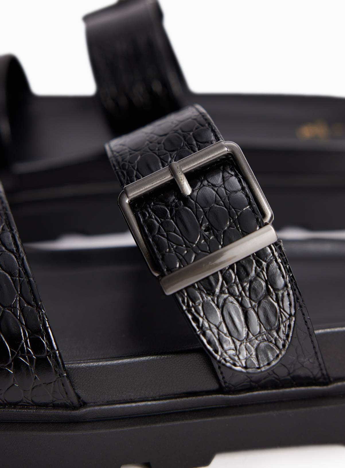 Black Crocodile Print Footbed Sandals 5 - Image 3