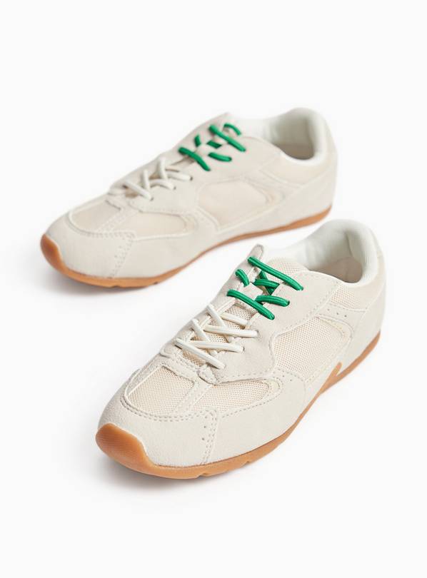 Cream Low Profile Contrast Lace Trainers 10 Infant
