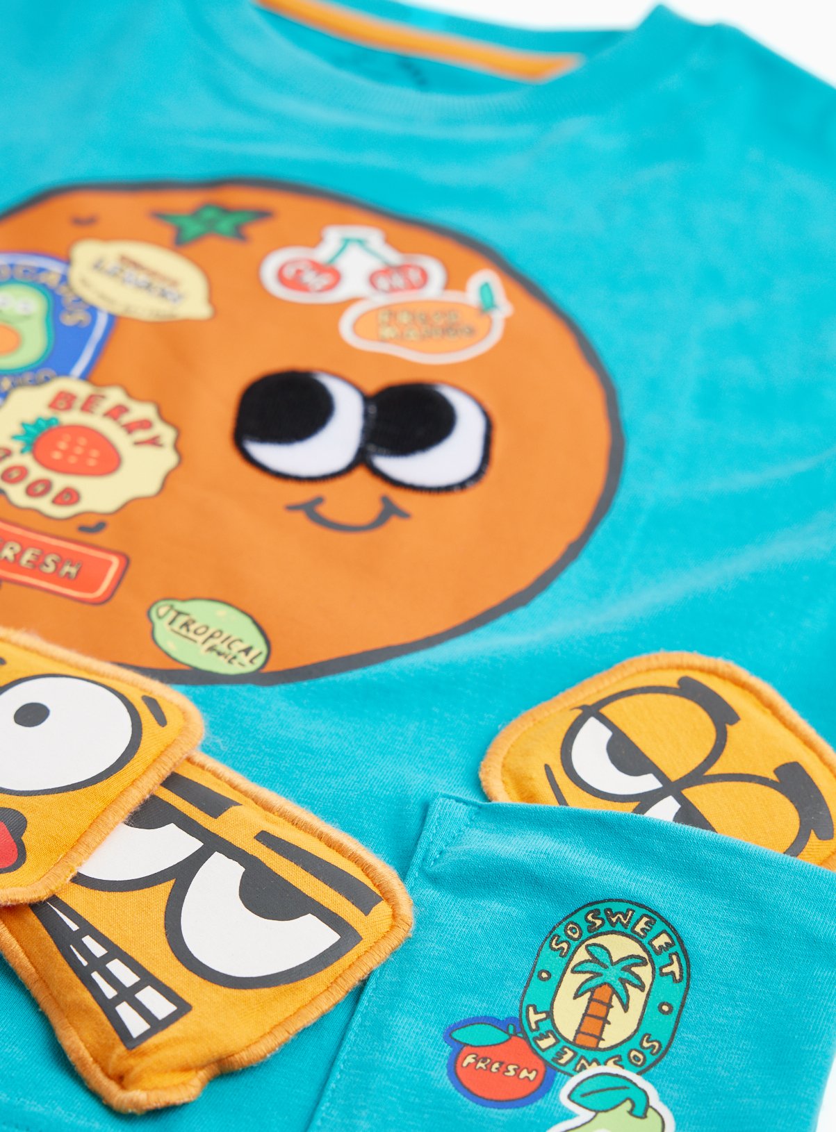 Teal Smiley Face Graphic T-Shirt 5-6 years - Image 2 thumbnail