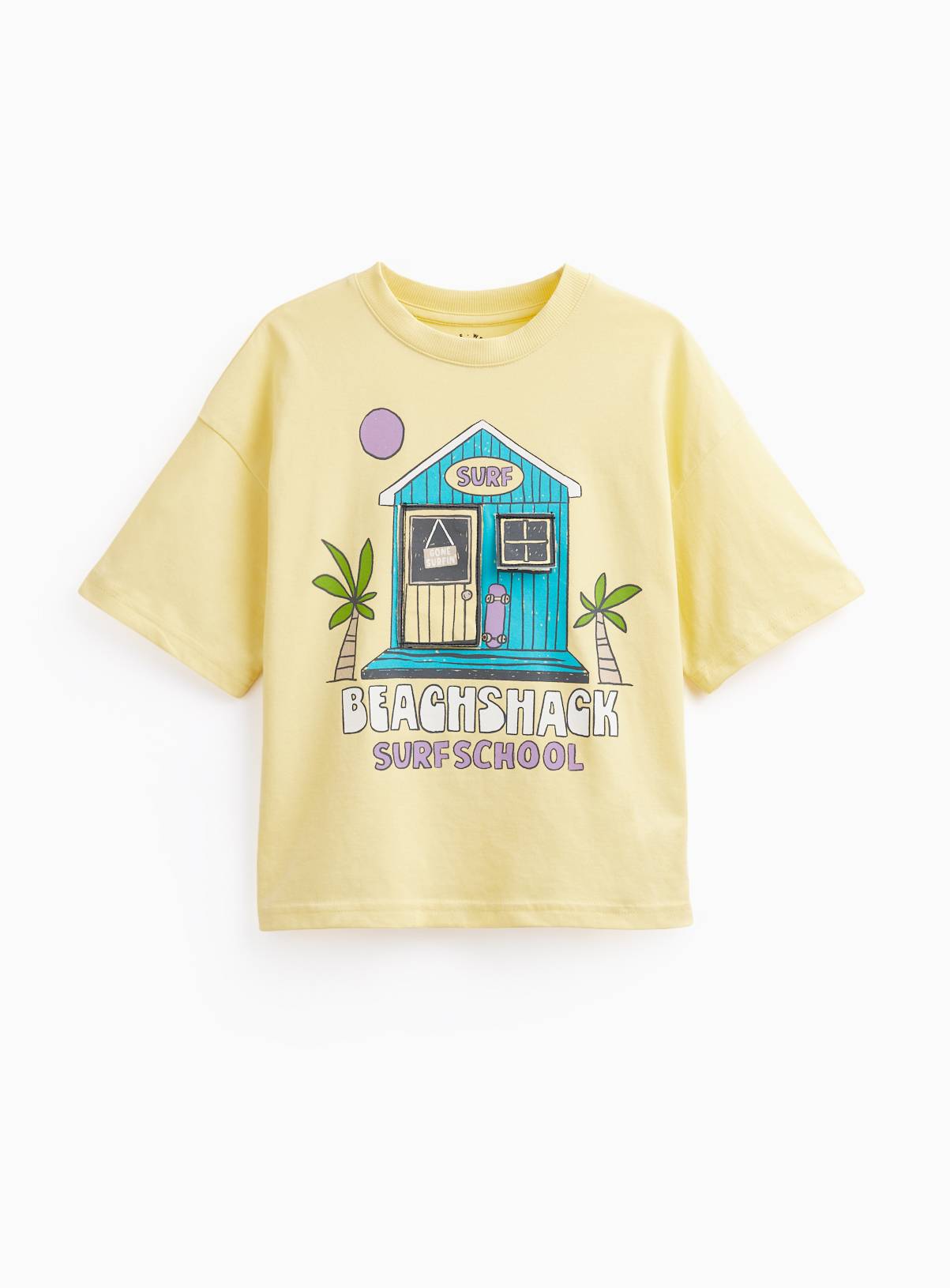 Yellow Beach Shack Graphic Print T-Shirt 3-4 years - Image 1