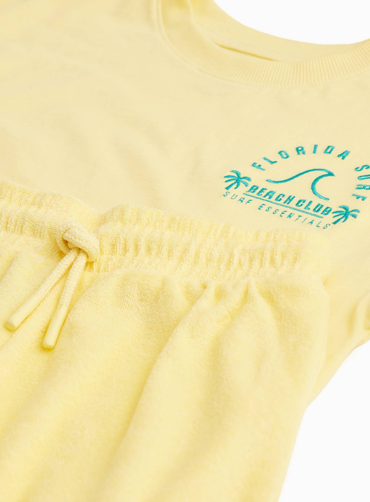 Yellow Florida Surf Graphic T-Shirt & Shorts Towelling Set 4-5 years - Image 2