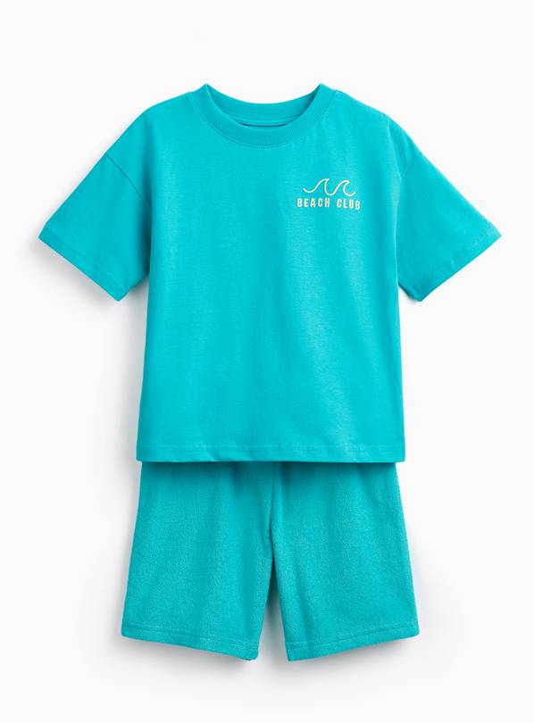 Teal Beach Club Graphic T-Shirt & Shorts Towelling Set 5-6 years