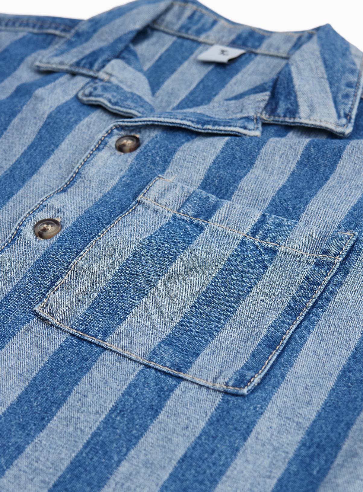 Blue Stripe Print Denim Revere Shirt 3 years - Image 2