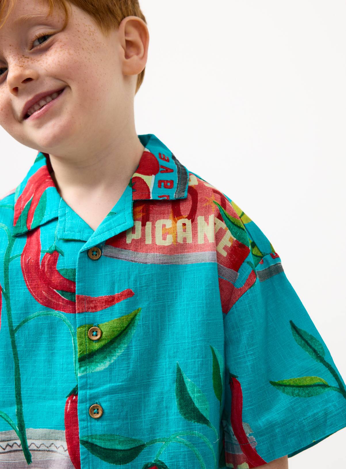 Teal Chilli Print Revere Shirt 4 years - Image 1