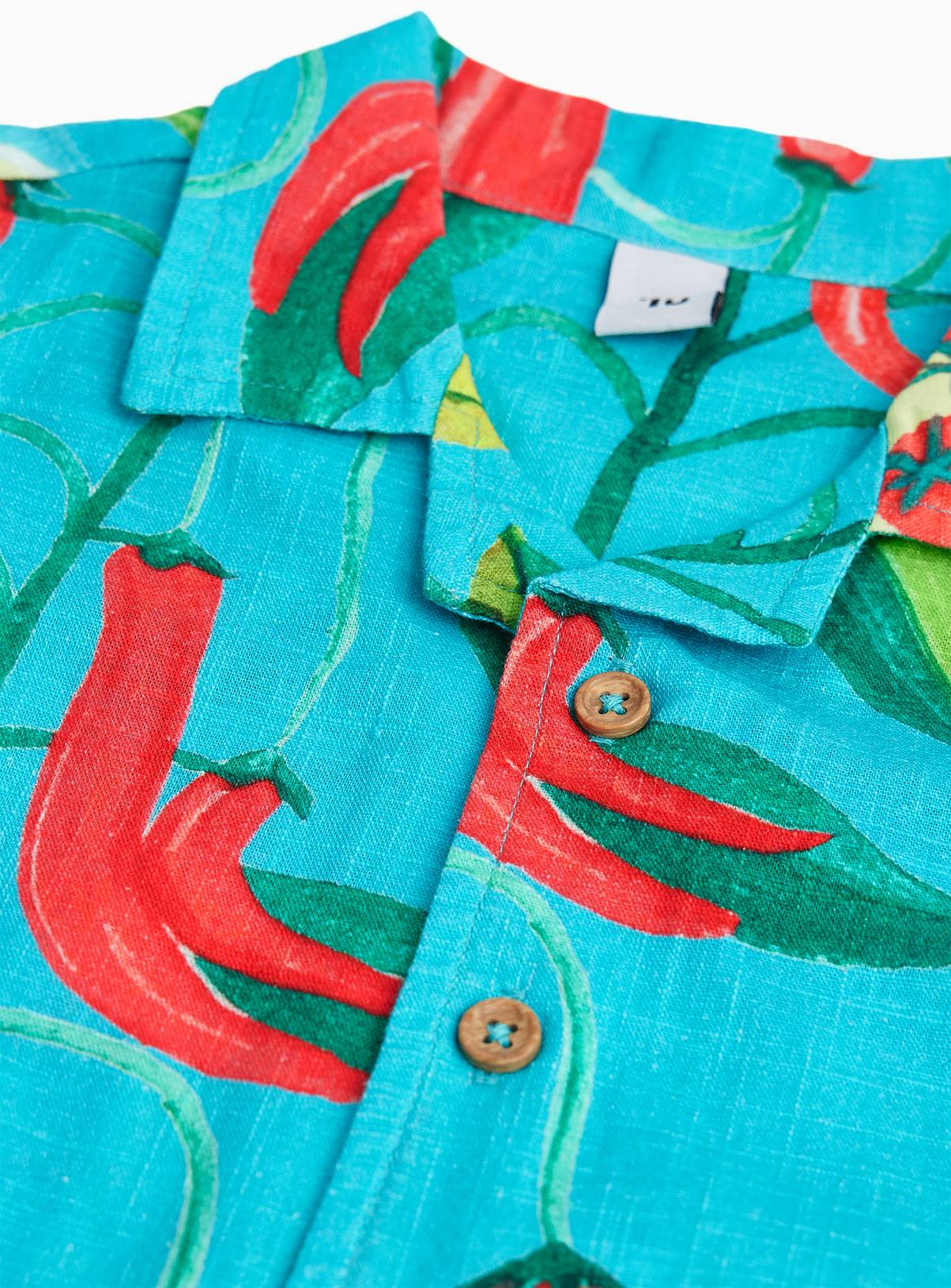 Teal Chilli Print Revere Shirt 4 years - Image 4