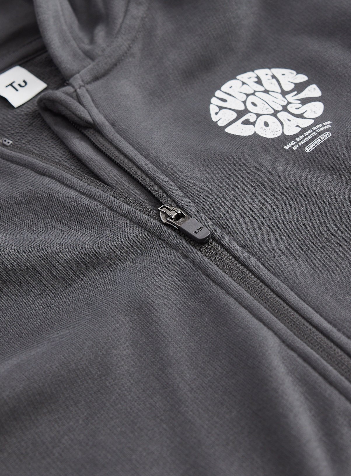 Buy Charcoal Surfer Graphic Zip Through Hoodie 1-2 years | Hoodies