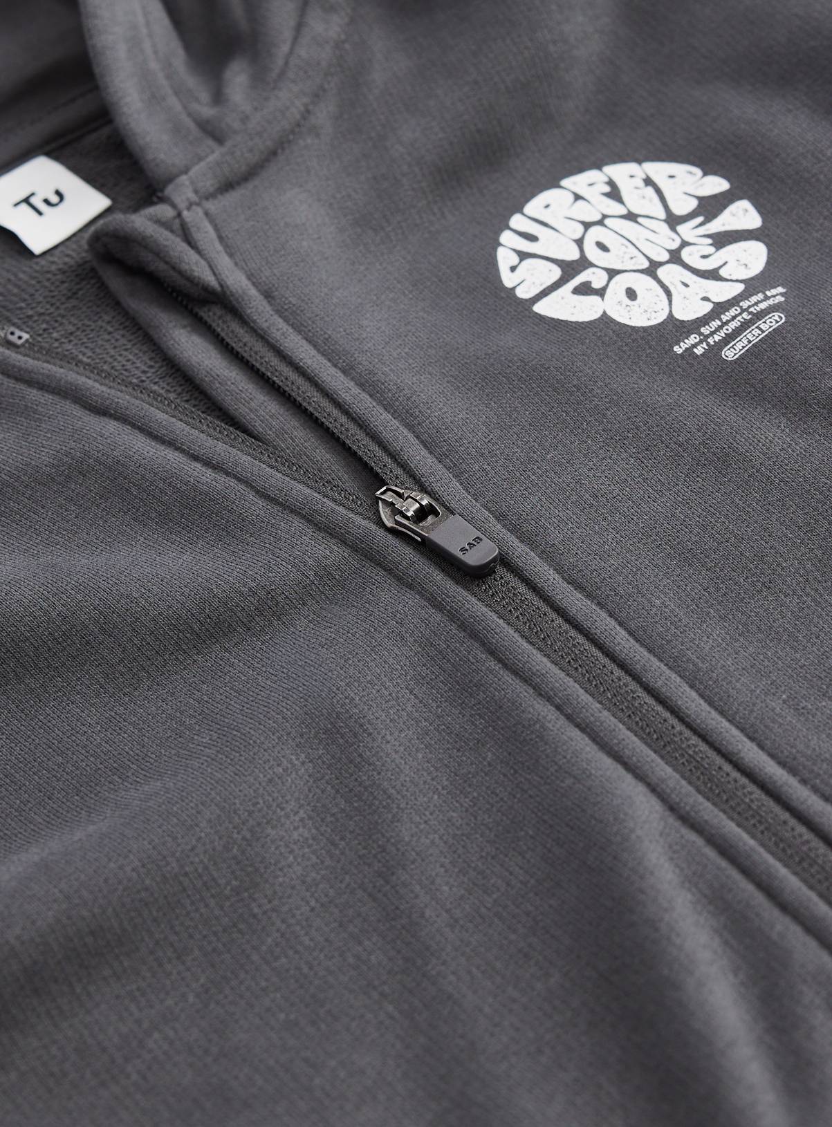Charcoal Surfer Graphic Zip Through Hoodie 1-2 years - Image 2