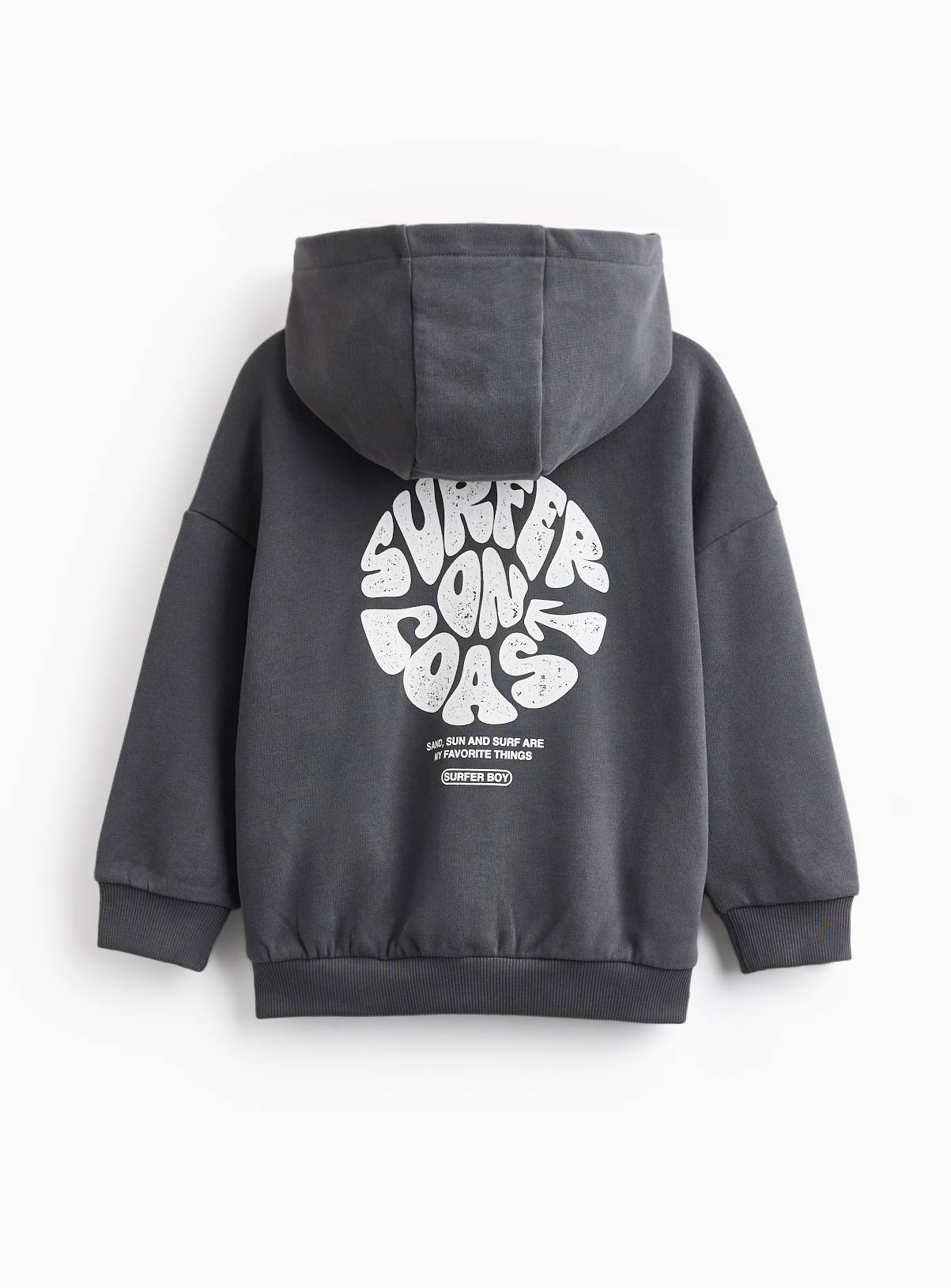 Charcoal Surfer Graphic Zip Through Hoodie 1-2 years - Image 3