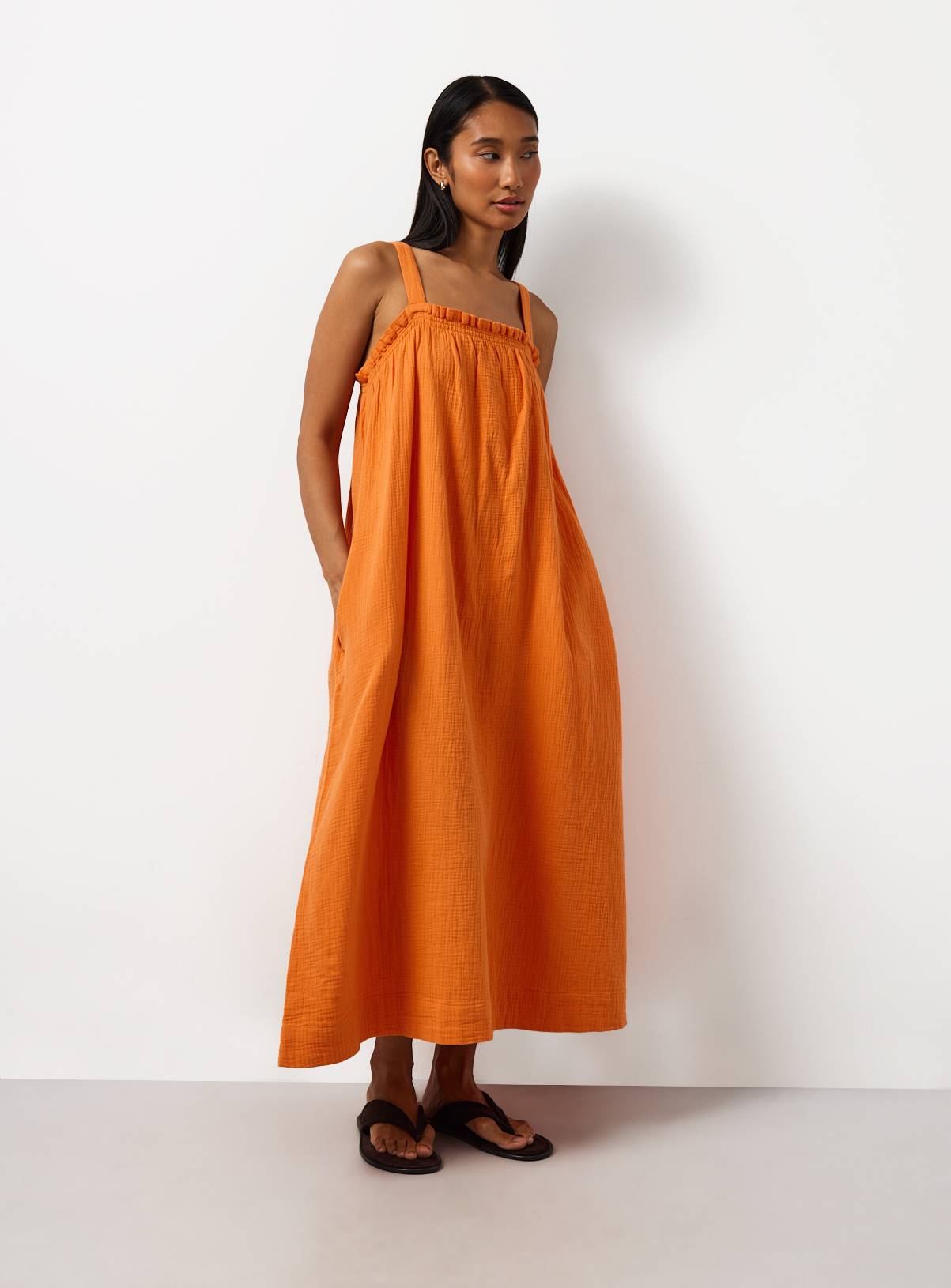 Orange Square Neck Sleeveless Cami Dress 18 - Image 1
