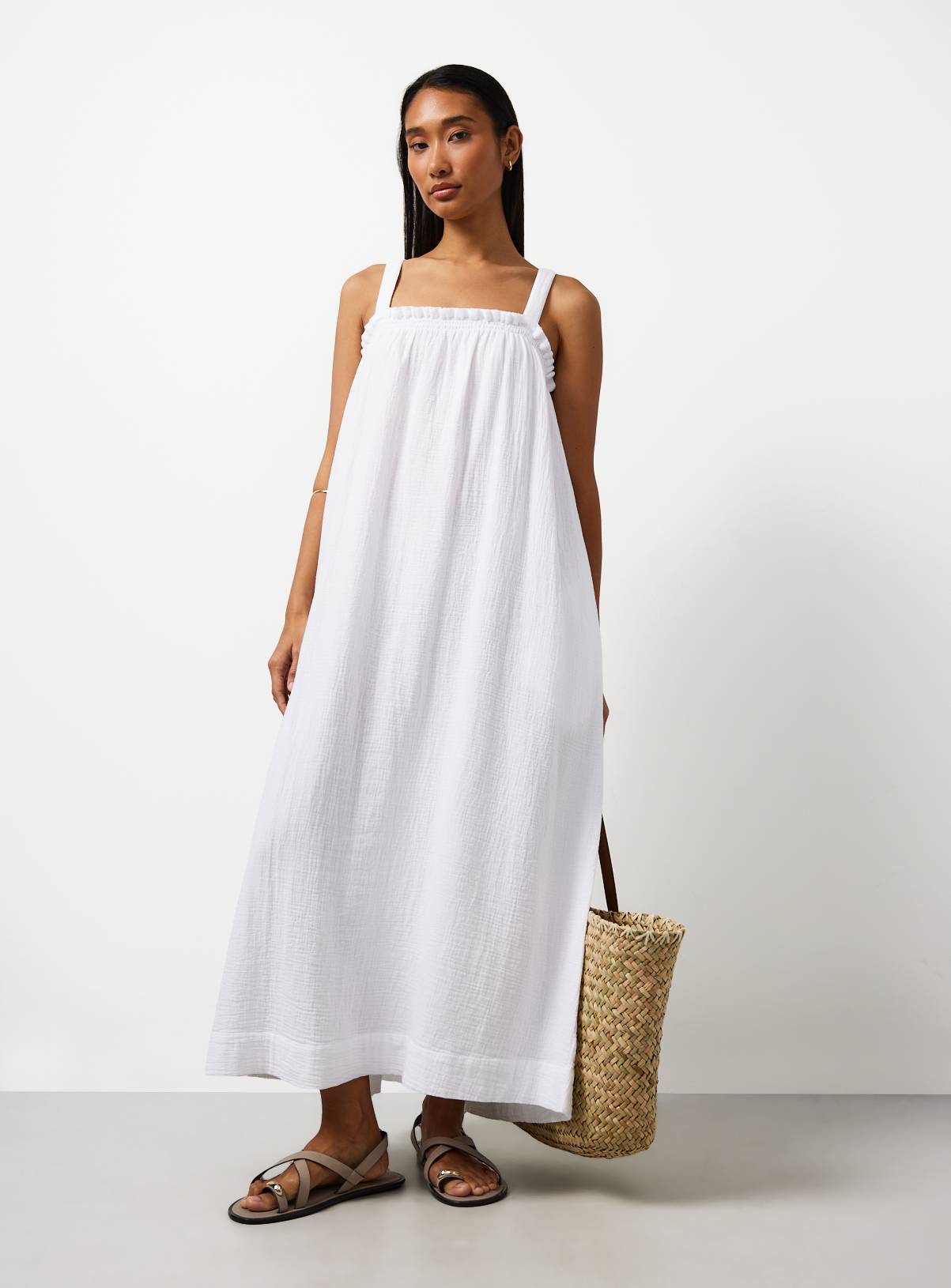 White Square Neck Sleeveless Cami Dress 14 - Image 2