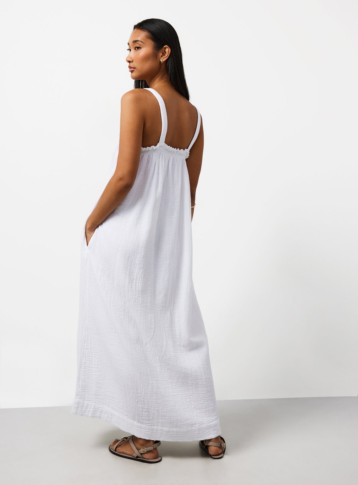 White Square Neck Sleeveless Cami Dress 14 - Image 4 thumbnail