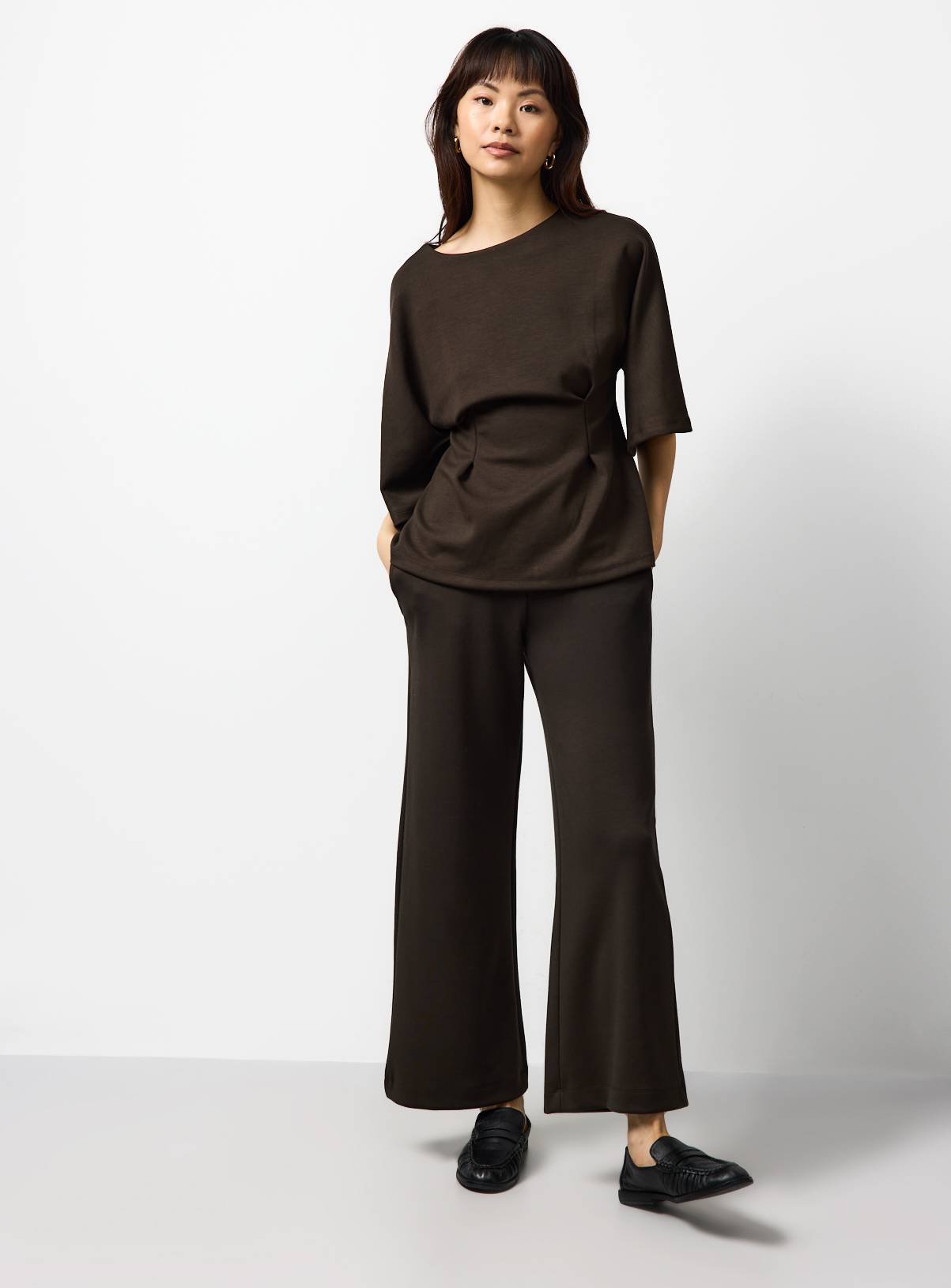 Chocolate Neoprene Wide Leg Co-ord Trousers XXL - Image 1