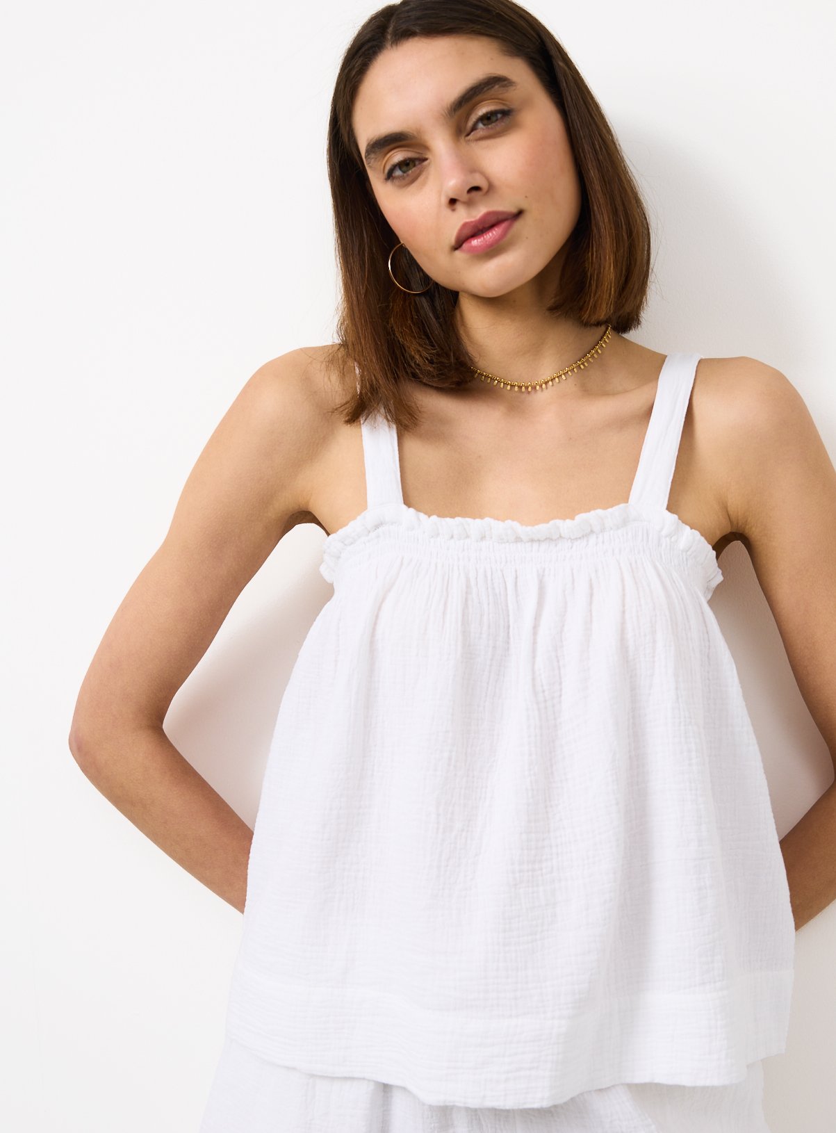 White Double Cloth Cami Co-ord Top 20 - Image 2 thumbnail