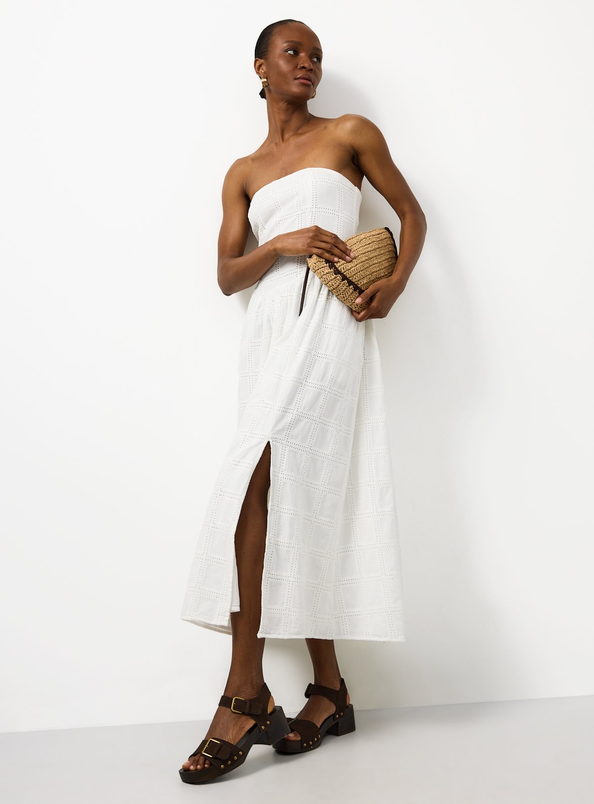 White Lace Square Neckline Sleeveless Waisted Dress 14 - Image 2 thumbnail