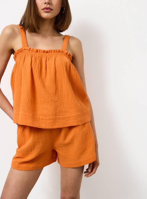 Orange Double Cloth Shorts 18