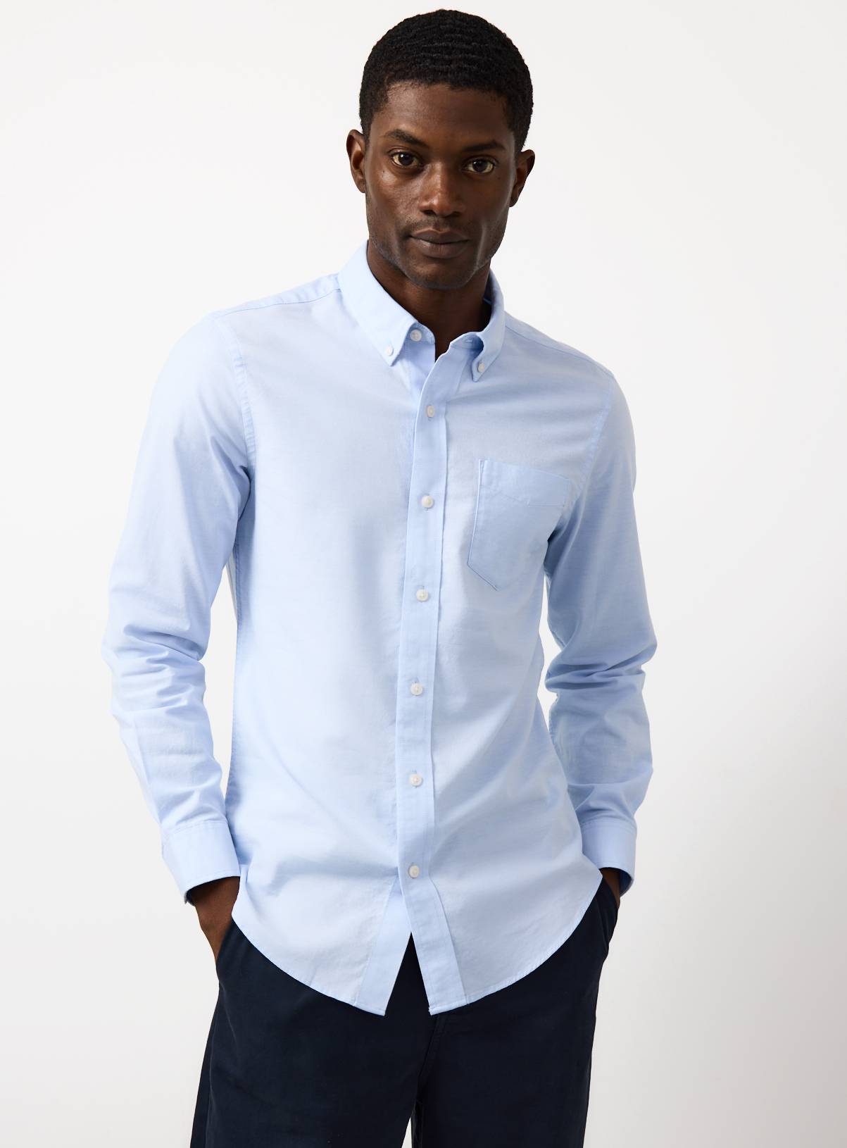 Blue Slim Fit Long Sleeve Oxford Shirt M - Image 2