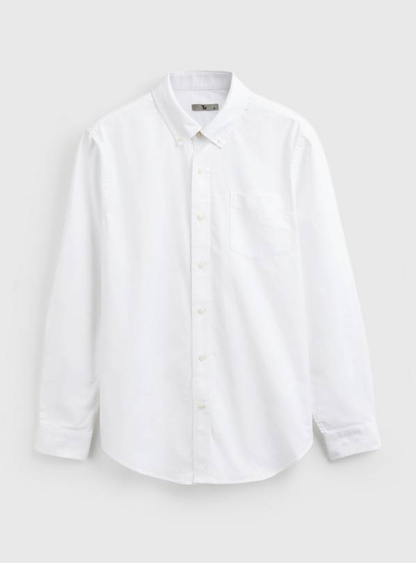 White Slim Fit Long Sleeve Oxford Shirt XXXL
