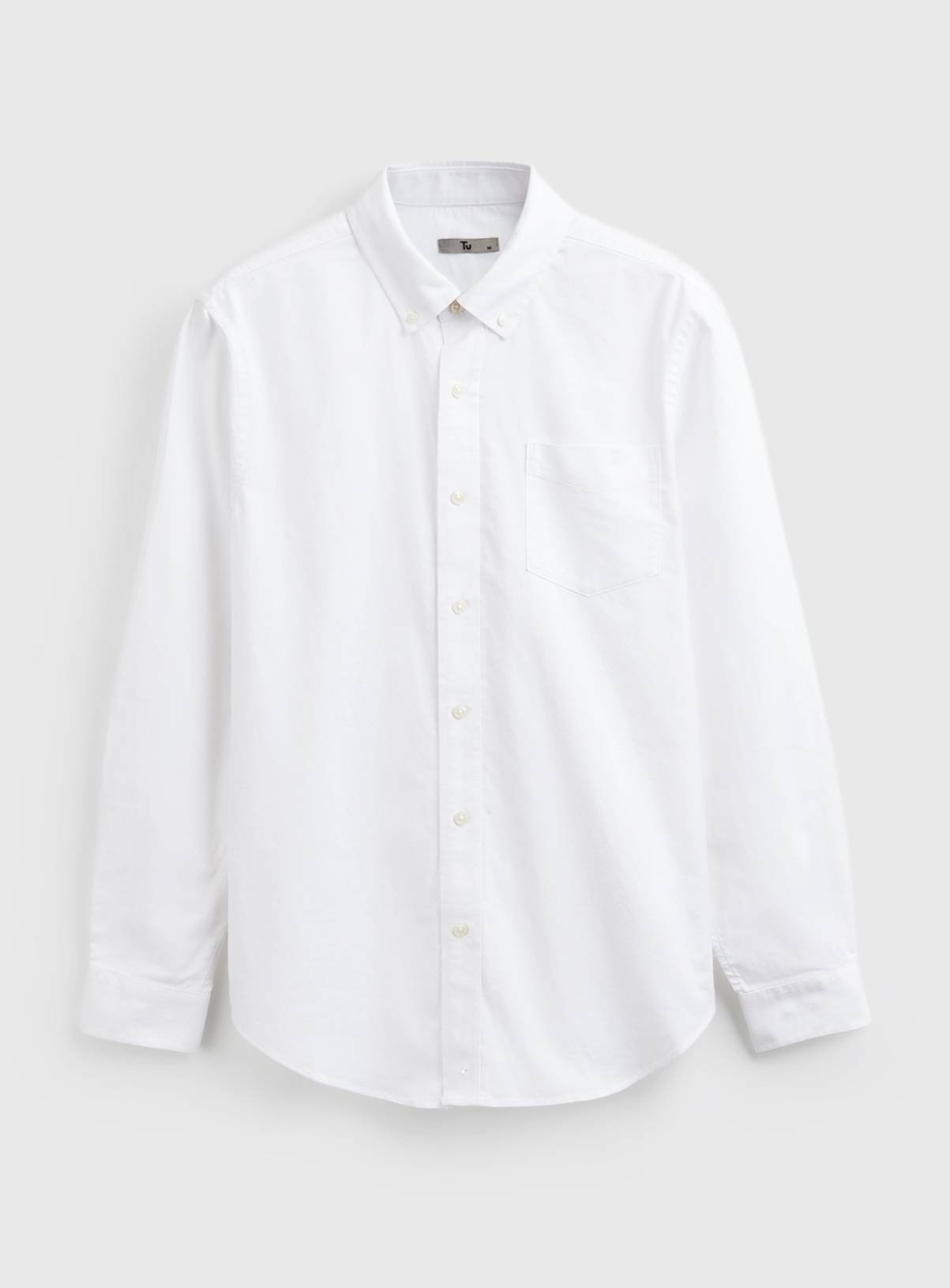 White Slim Fit Long Sleeve Oxford Shirt XXXXL - Image 3
