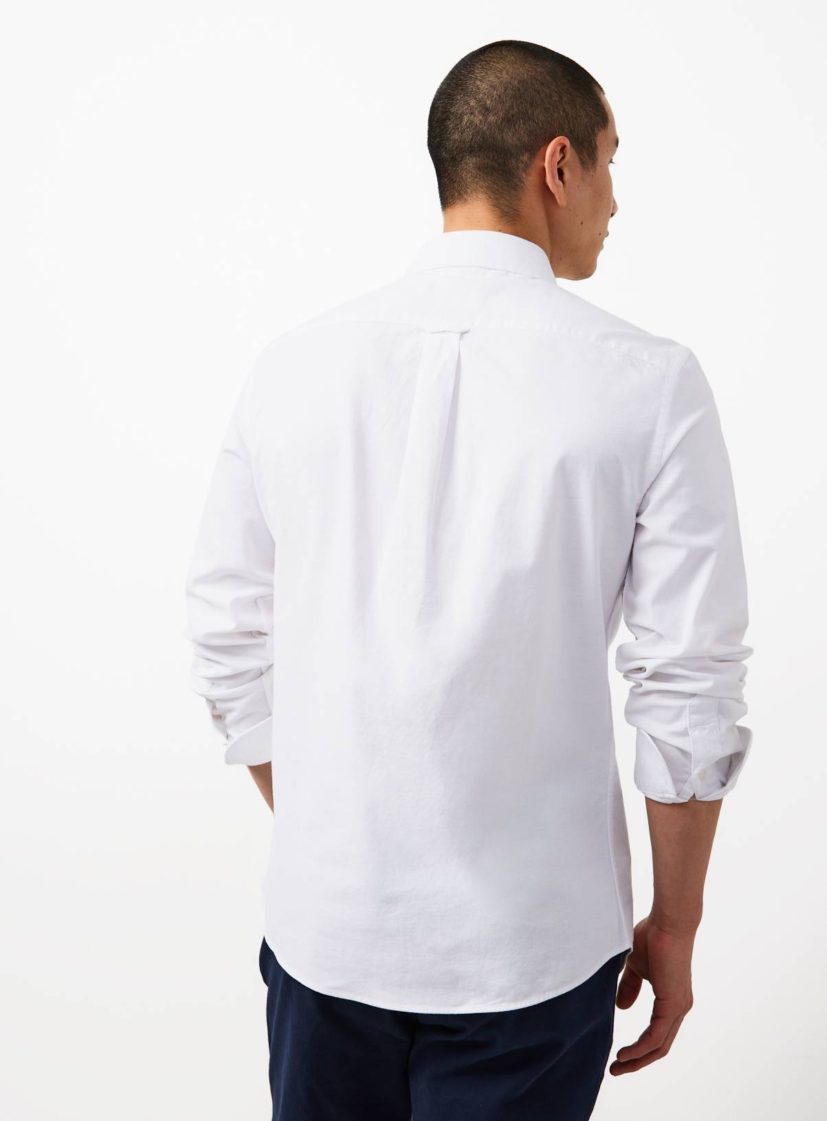 White Slim Fit Long Sleeve Oxford Shirt XXXXL - Image 5