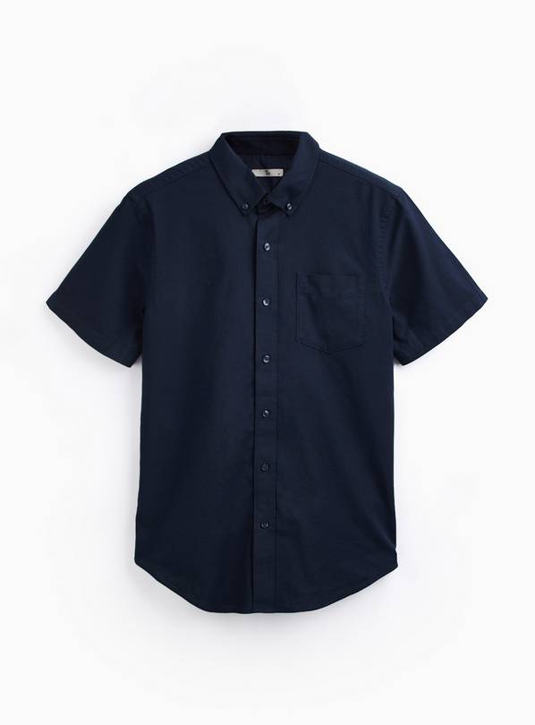 Navy Slim Fit Short Sleeve Oxford Shirt XL