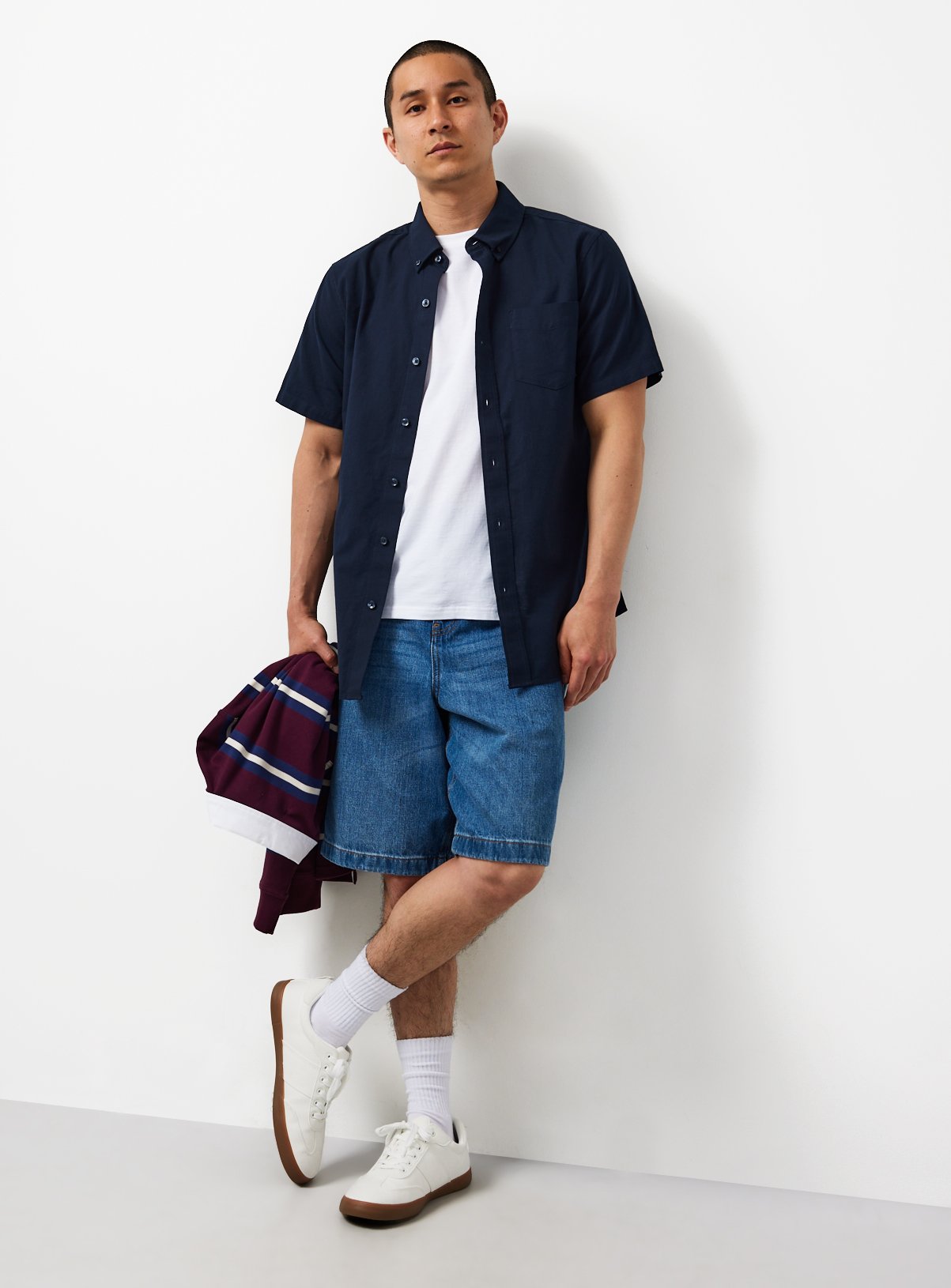 Navy Slim Fit Short Sleeve Oxford Shirt XL - Image 2 thumbnail
