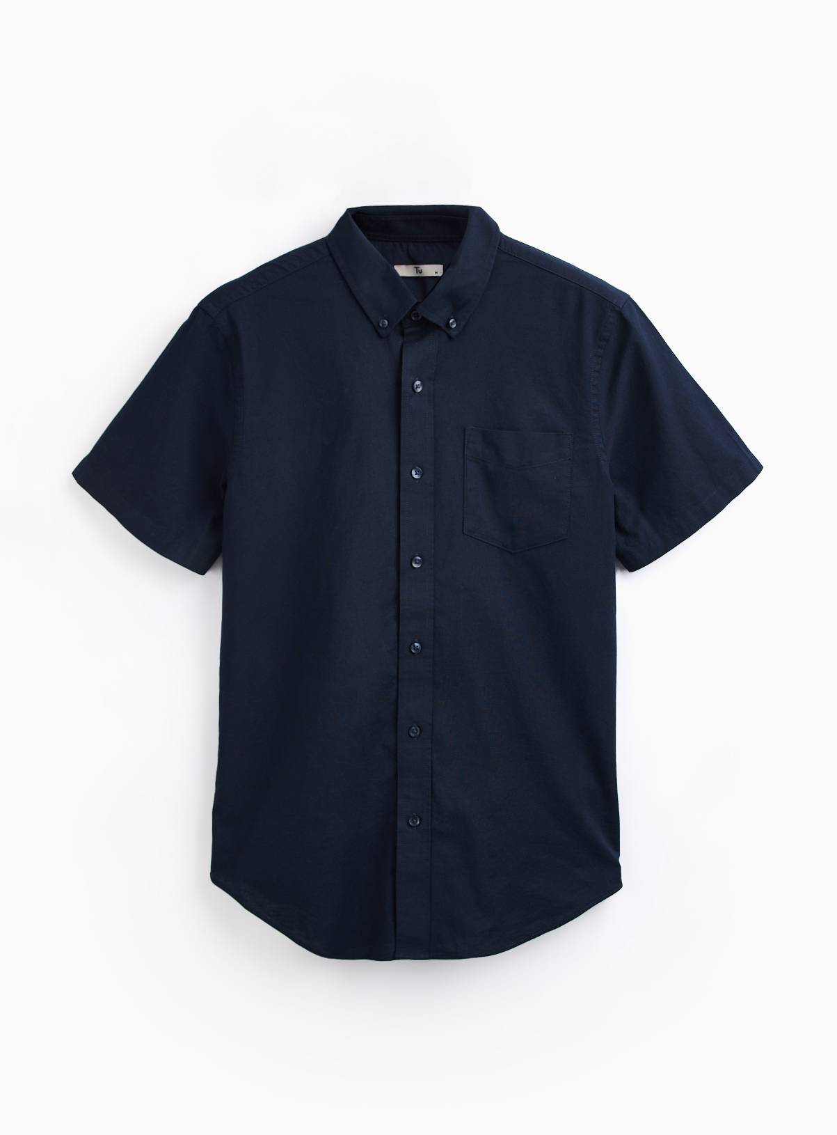 Navy Slim Fit Short Sleeve Oxford Shirt XL - Image 3