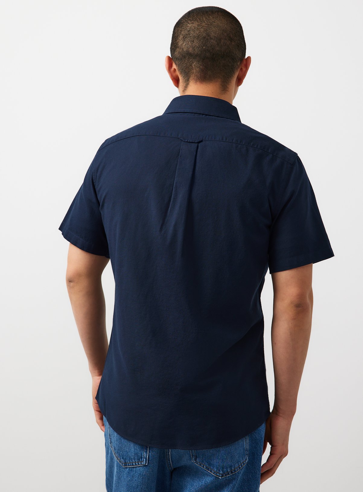 Navy Slim Fit Short Sleeve Oxford Shirt XL - Image 5 thumbnail