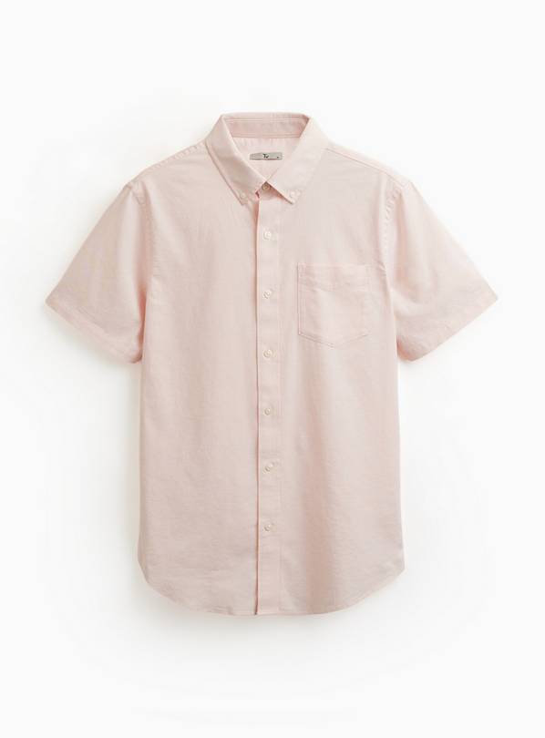 Pink Slim Fit Short Sleeve Oxford Shirt XL