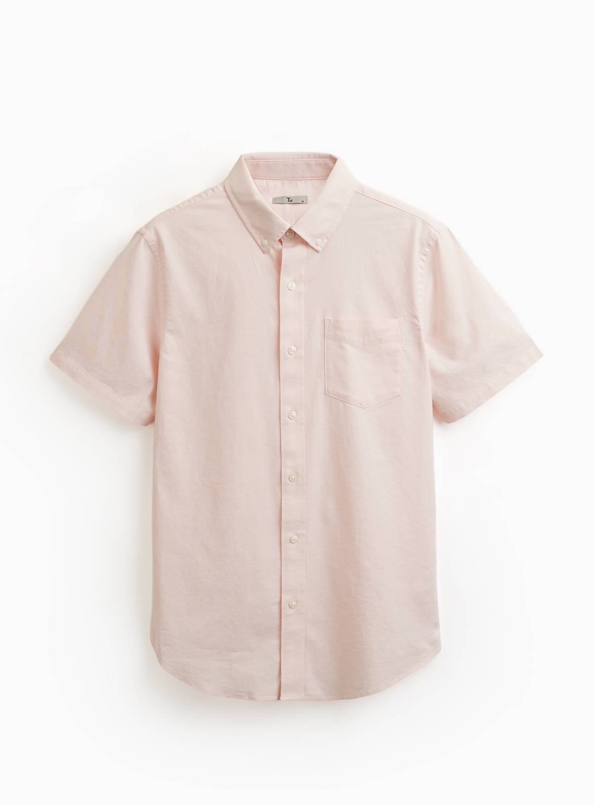 Pink Slim Fit Short Sleeve Oxford Shirt S - Image 3