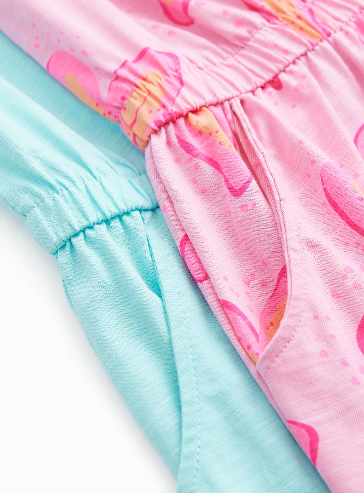Blue & Pink Floral Print Jersey Playsuits 2 Pack 7 years - Image 2
