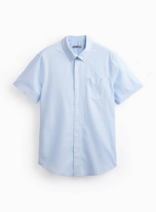 Blue Slim Fit Short Sleeve Oxford Shirt M