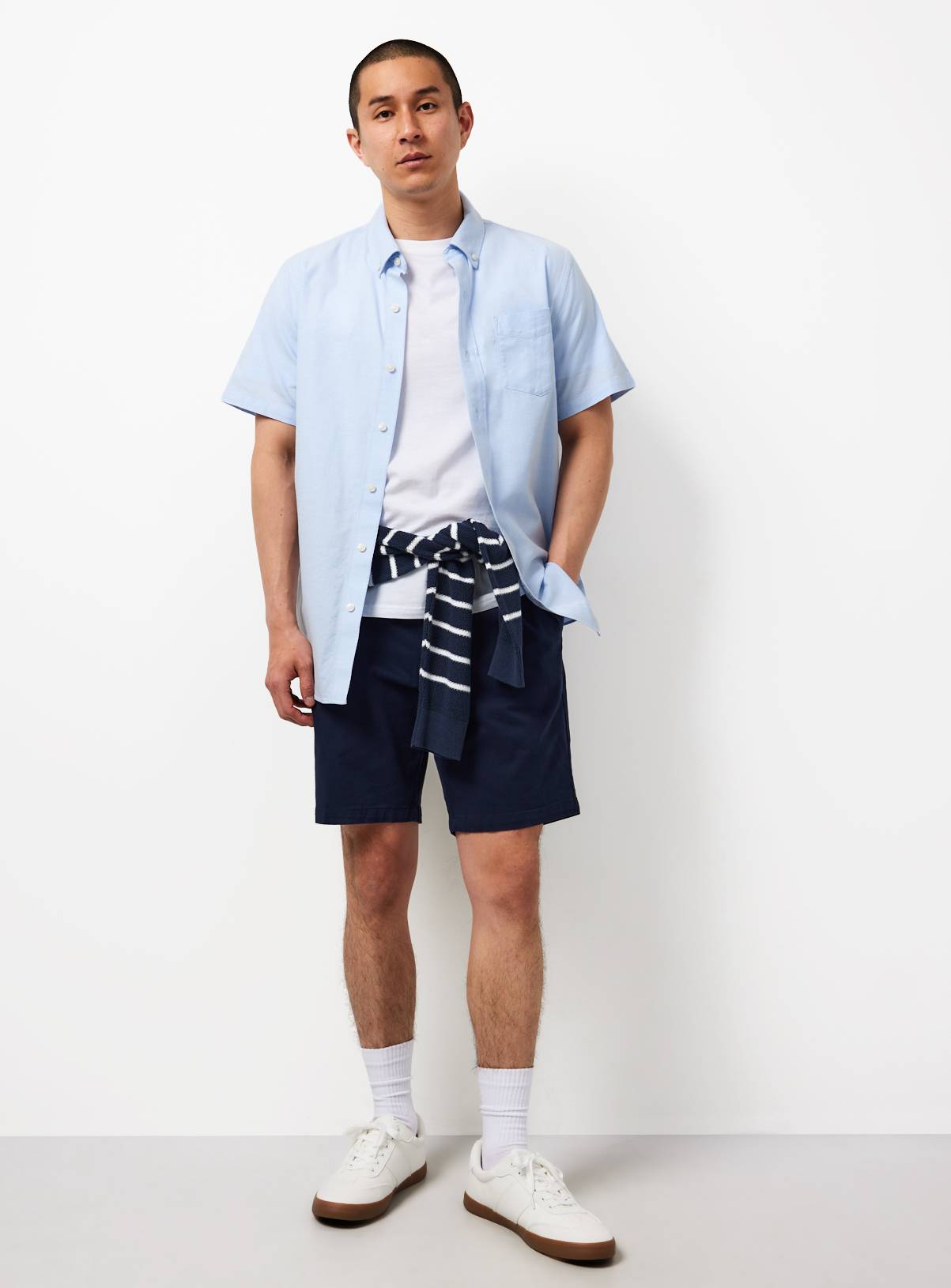 Blue Slim Fit Short Sleeve Oxford Shirt M - Image 2