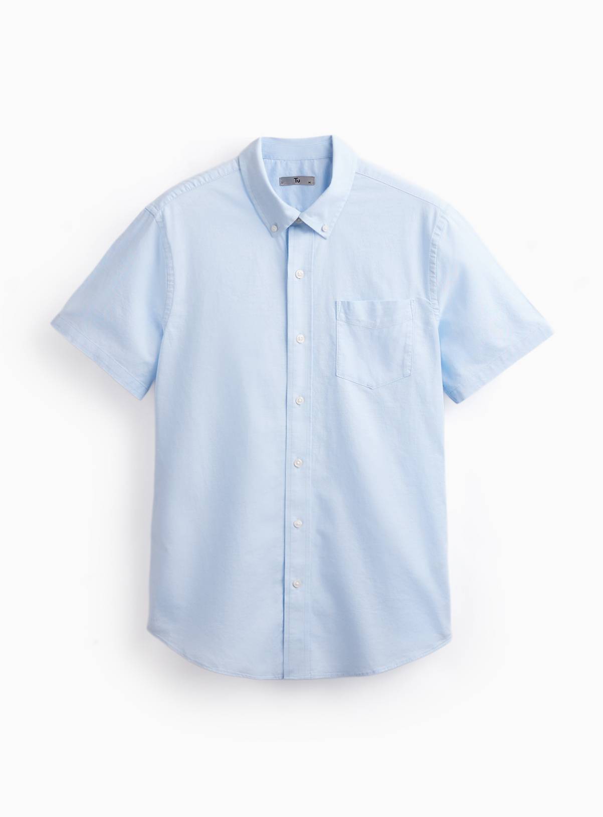 Blue Slim Fit Short Sleeve Oxford Shirt M - Image 3