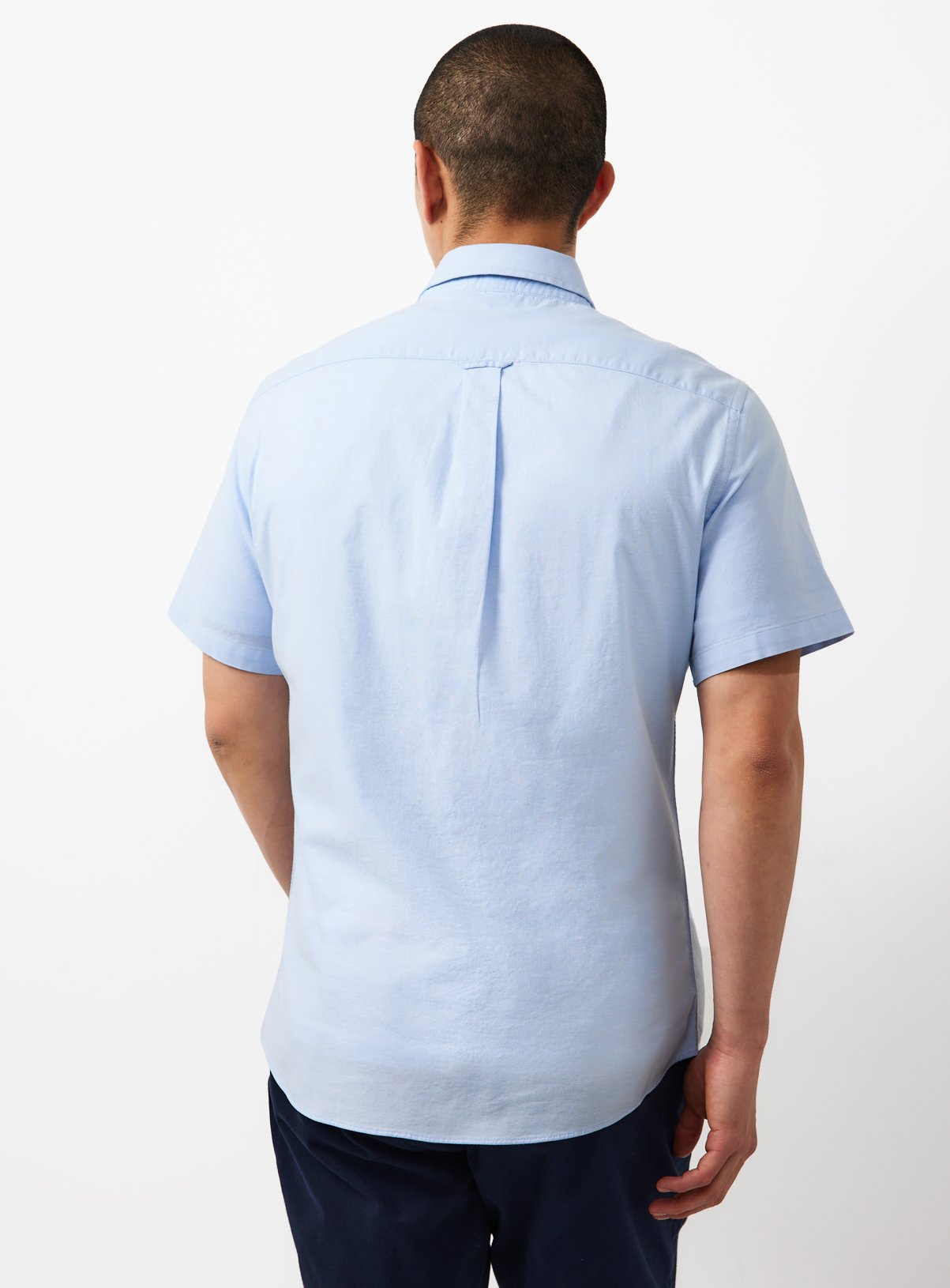 Blue Slim Fit Short Sleeve Oxford Shirt M - Image 5 thumbnail