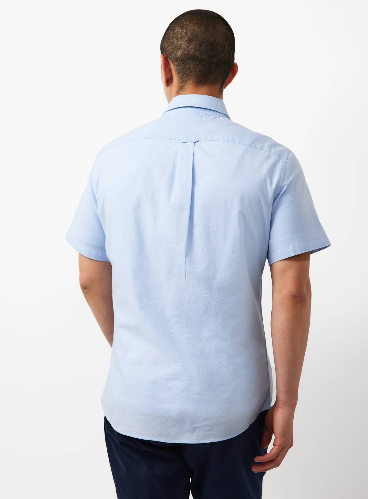 Blue Slim Fit Short Sleeve Oxford Shirt M - Image 5