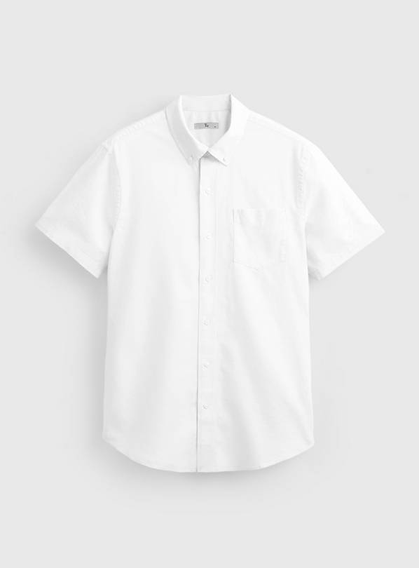 White Slim Fit Short Sleeve Oxford Shirt XXXL