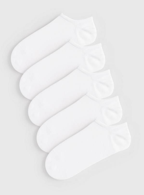 5 Pack White Low Rise Trainer Socks 6-8.5