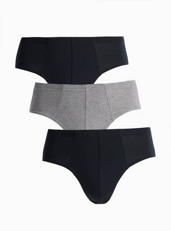 Grey & Black Slip Style Briefs 3 Pack XS