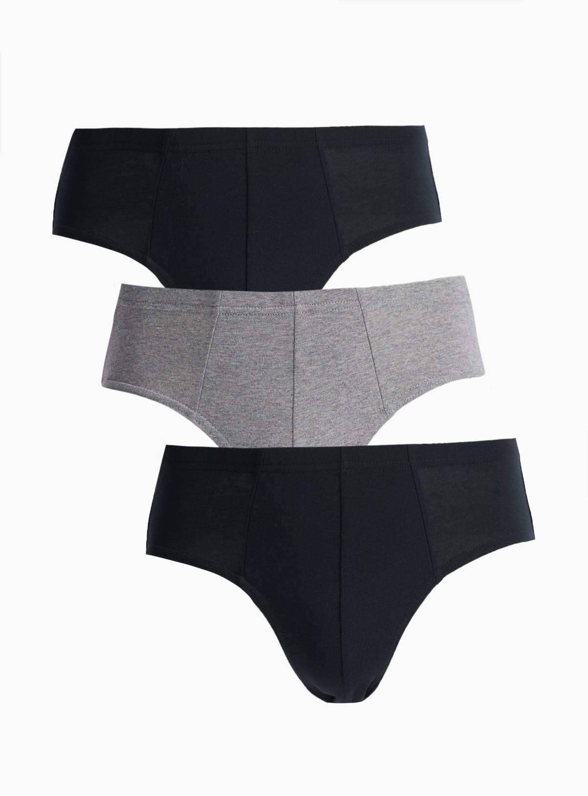 Grey & Black Slip Style Briefs 3 Pack XL - Image 1