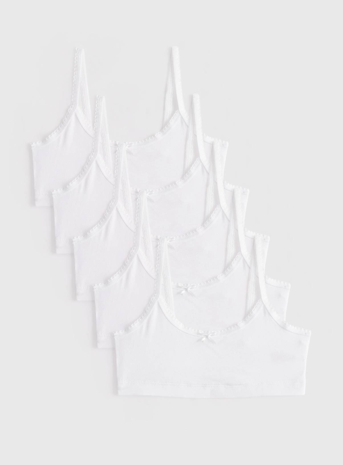 White Crop Tops 5-Pack 8-9 years - Image 1