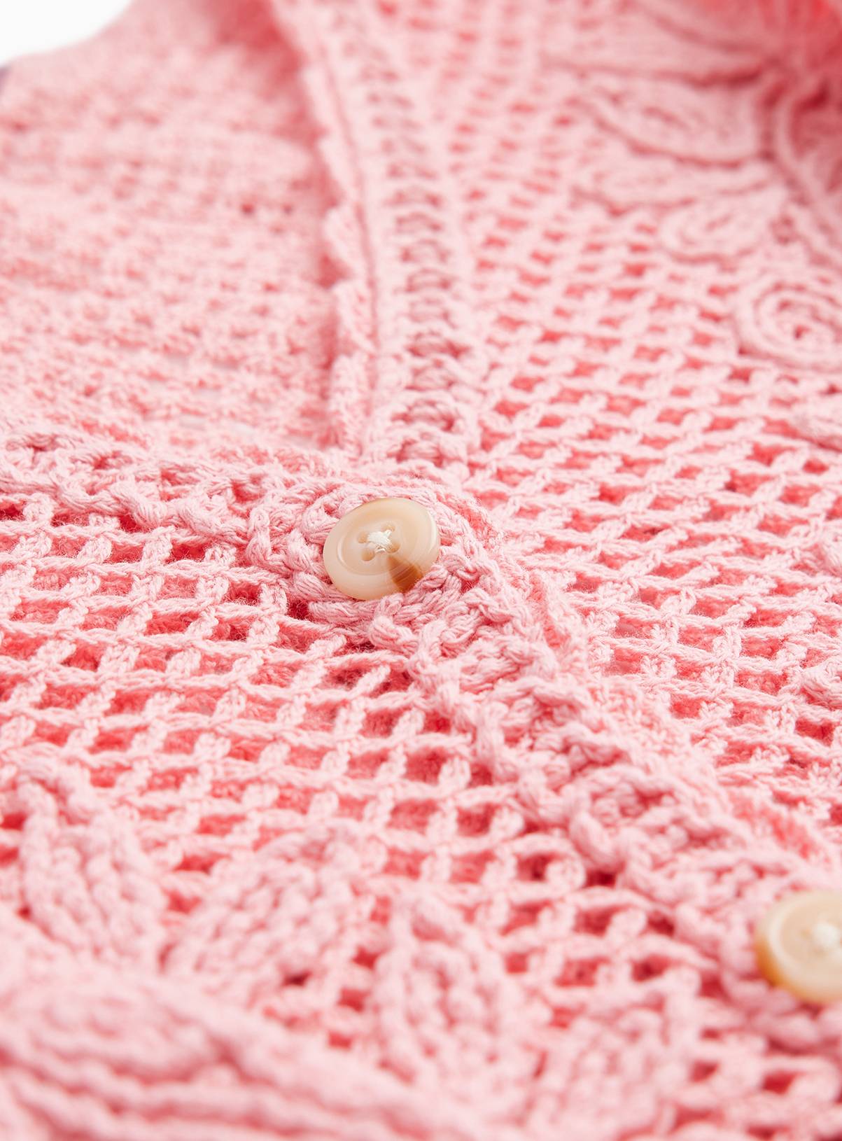 Pink Floral Print Open Knit Cardigan 7 years - Image 2