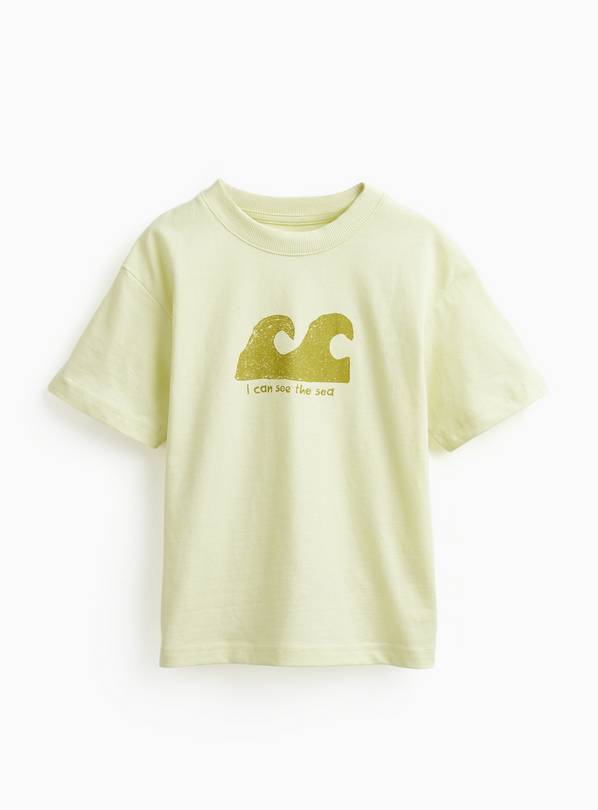 Lime Green I Can See the Sea Graphic Print T-Shirt 1-2 years