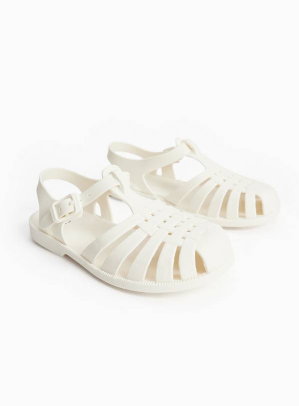 Cream Heeled Jelly Sandals 3
