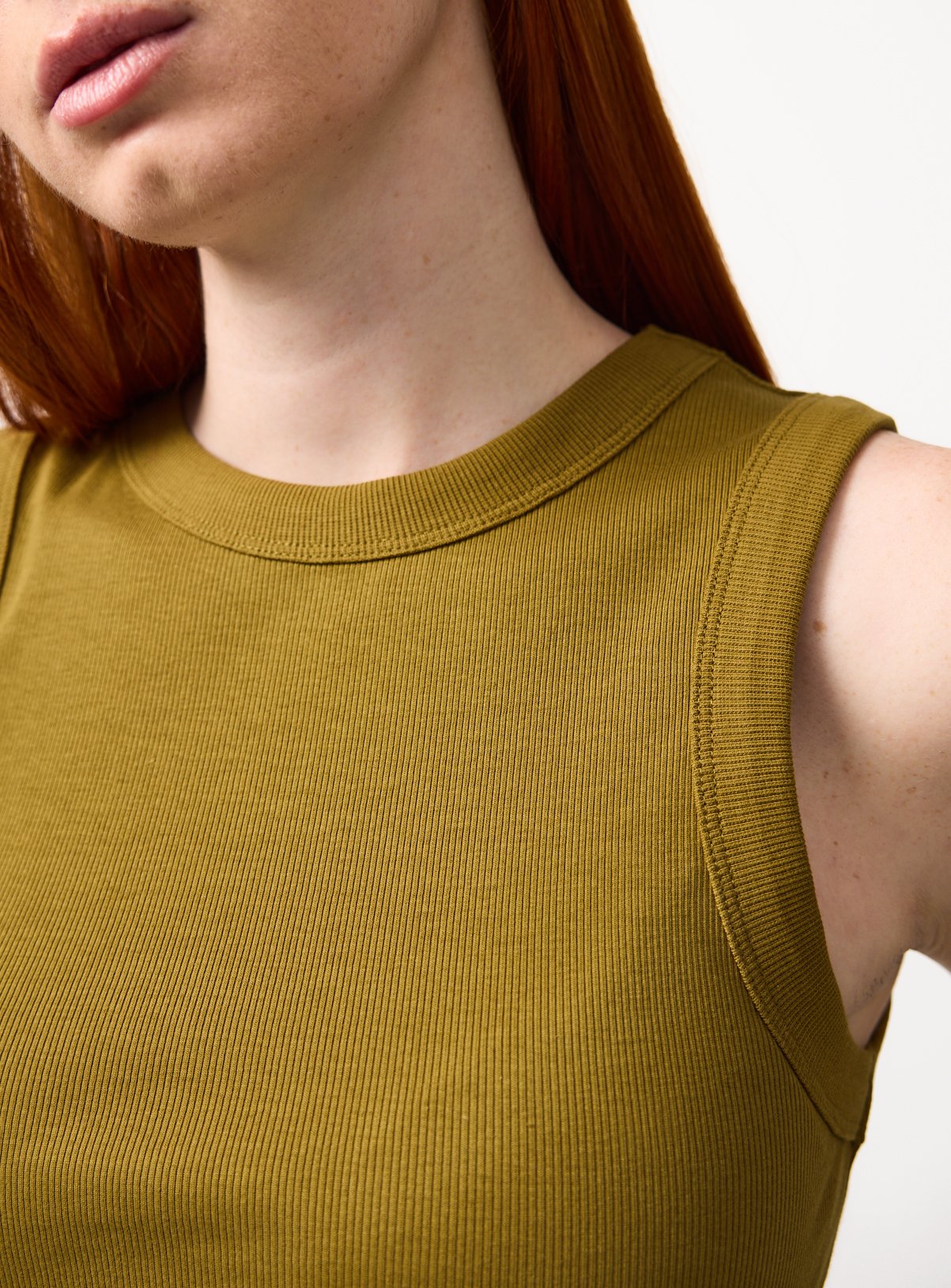 Khaki Ribbed Classic Vest 18 - Image 3 thumbnail